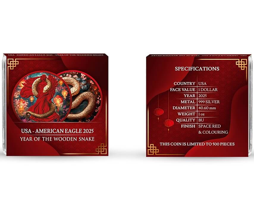 【イーグル銀貨】500枚限定Year of the Wooden Snake 2025 American Silver Eagle - Year of the Wooden Snake - Hero