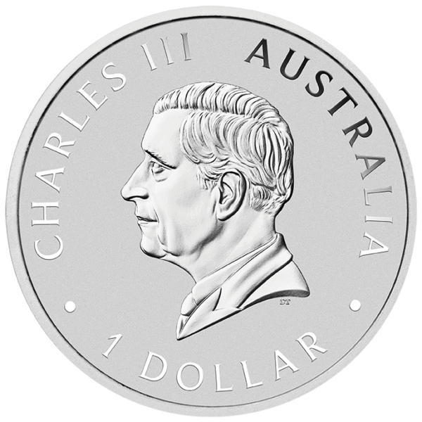 Obverse of 2025 Koala 1oz Silver Coin featuring King Charles III with inscriptions 'CHARLES III AUSTRALIA 1 DOLLAR