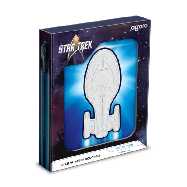 2025 Niue Star Trek Ships U.S.S. Voyager NCC 74656 Shaped 3 oz Silver Coin - Image 4
