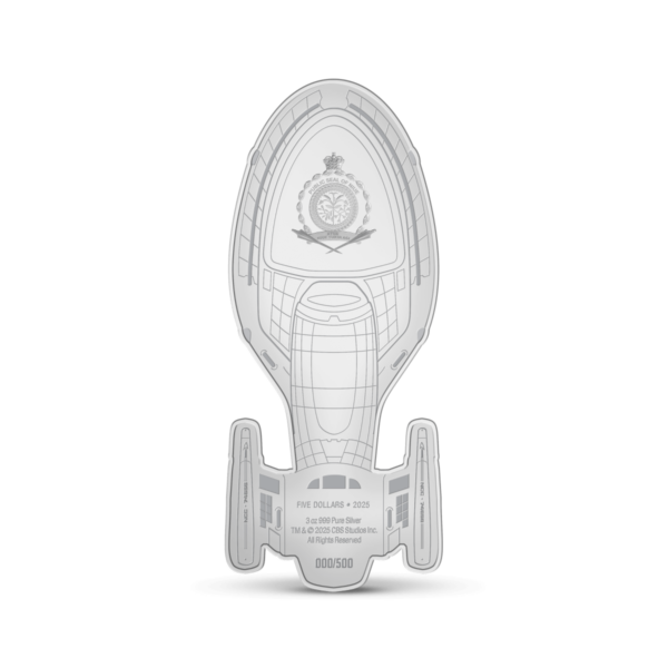 2025 Niue Star Trek Ships U.S.S. Voyager NCC 74656 Shaped 3 oz Silver Coin - Image 2