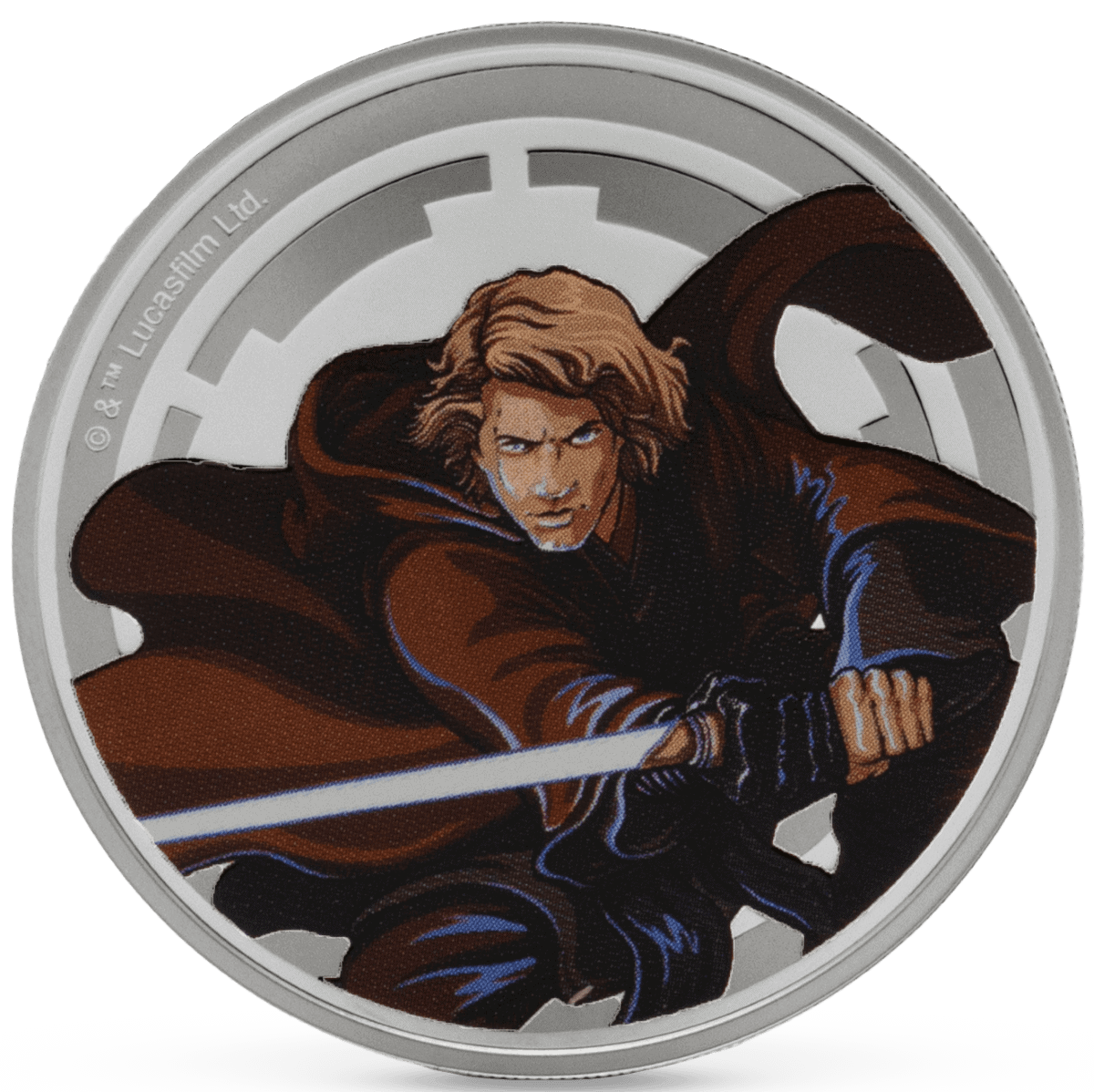 Robin Hood 2023 UK 1/4 oz Silver Coin with a dynamic image of Robin Hood brandishing a sword, wearing a hooded cloak, and ready for action, celebrating classic British folklore.