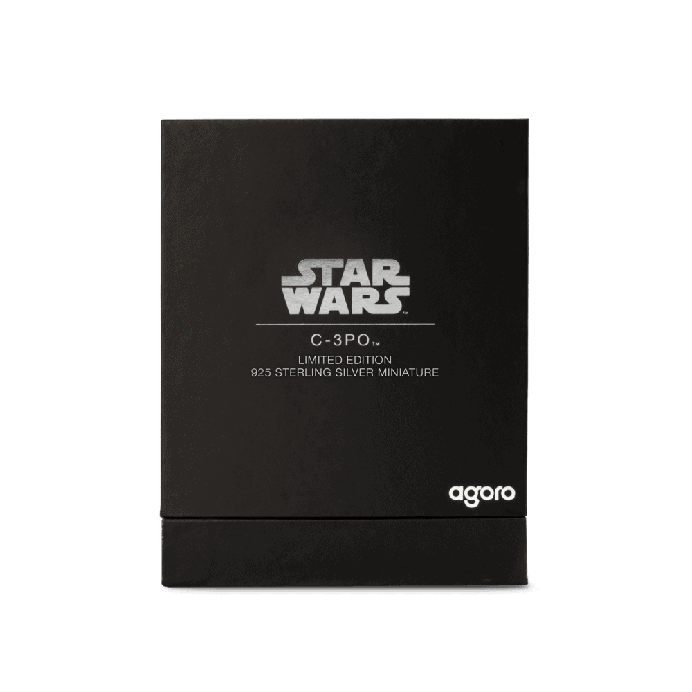 925 Sterling Silver Star Wars C-3PO limited edition collectible coin in black box with silver branding.