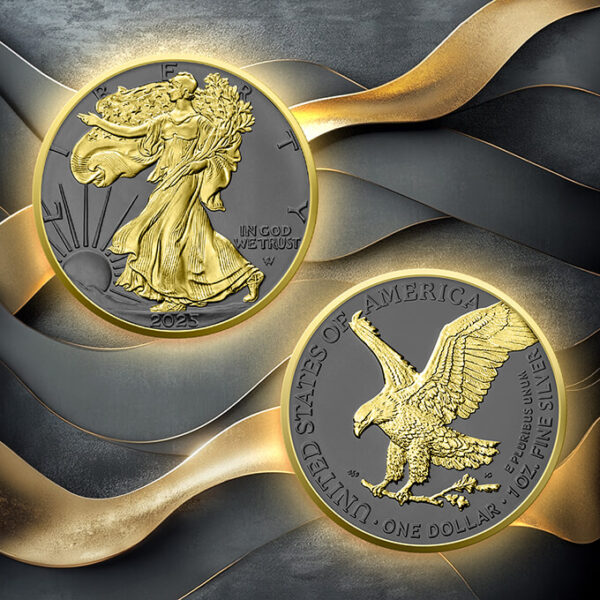 2025 United States American Eagle Golden Ring 1 oz Silver Colorized Coin - Image 3