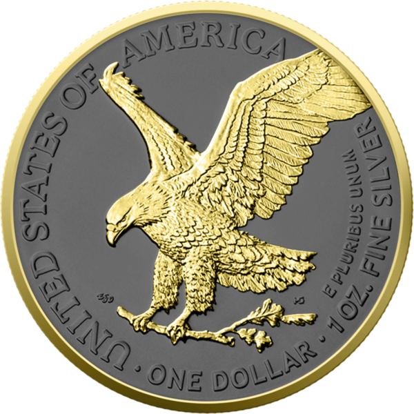 2025 United States American Eagle Golden Ring 1 oz Silver Colorized Coin - Image 2