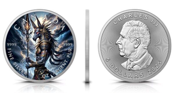 2025 Canada Maple Leaf Anubis 1 oz Silver Colorized Coin - Image 5
