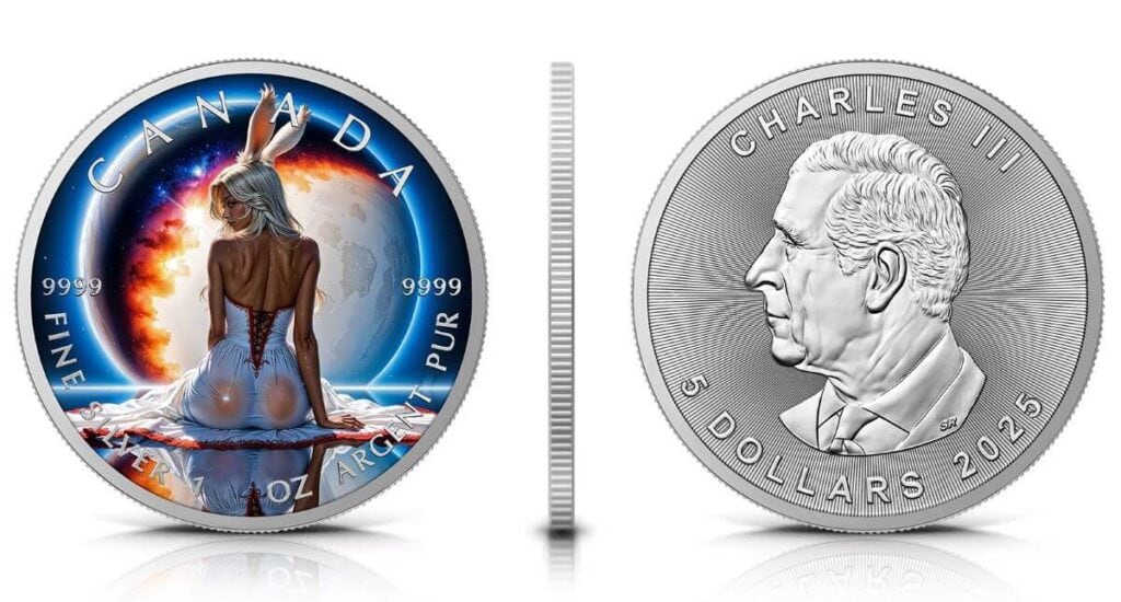 2025 Canada Maple Leaf Moon Rabbit 1 oz Silver Colorized Coin