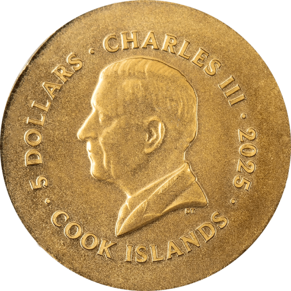 2025 Cook Islands Numismatic Icons Leon 1/2 Gram Gold Silk Finish Coin - Image 2