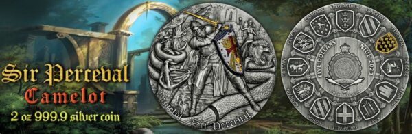 2023 Niue Camelot Sir Perceval 2 oz Silver Antiqued High Relief Coin - Image 9