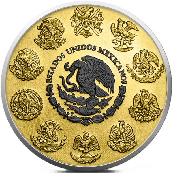 Back of the 2024 Mexico Libertad Black Platinum and Gold 1 oz Silver Coin.
