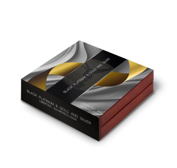 Box for the 2024 Mexico Libertad Black Platinum and Gold 1 oz Silver Coin.