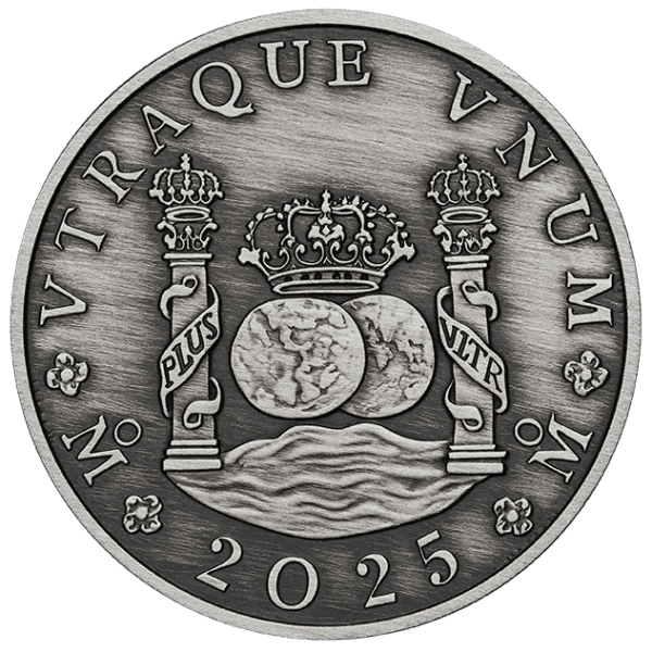 Front of the 2025 Australia 225th Ann. Australian Proclamation Pillar Dollar 1 oz Silver Antiqued Coin