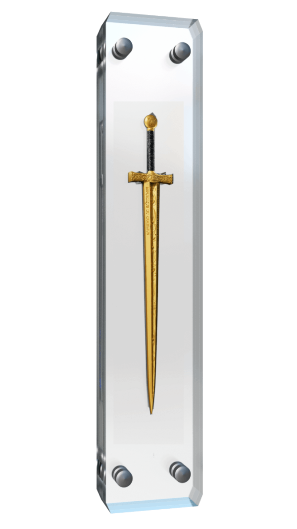 2025 Cameroon Legend of the Sword Excalibur 2 oz Silver Gilded Coin in Acrylic Case - Image 4