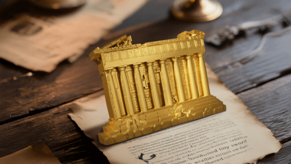 2025 Cameroon Monuments of Civilization The Parthenon 2 oz Silver Gilded Coin - Image 3