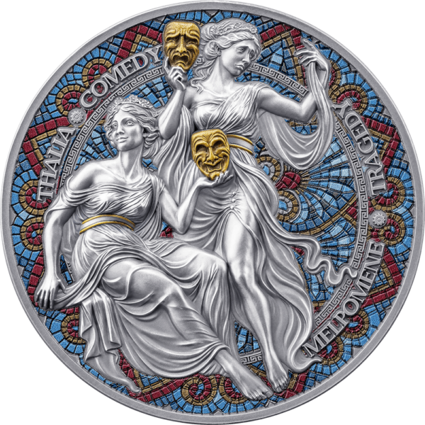2025 Cameroon Nine Muses Melpomene and Thalia 2 oz Silver Antiqued Coin