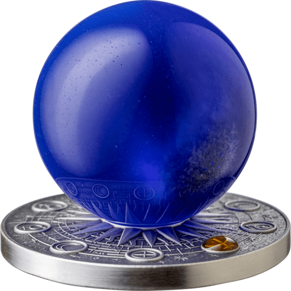 2025 Ghana Solar System Neptune 2 oz Silver Antiqued Blue Cat's Eye Spherical Coin