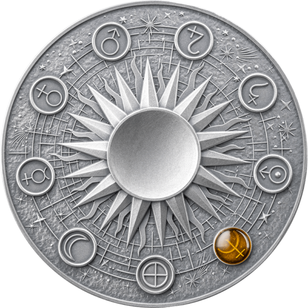 2025 Ghana Solar System Neptune 2 oz Silver Antiqued Blue Cat's Eye Spherical Coin - Image 3