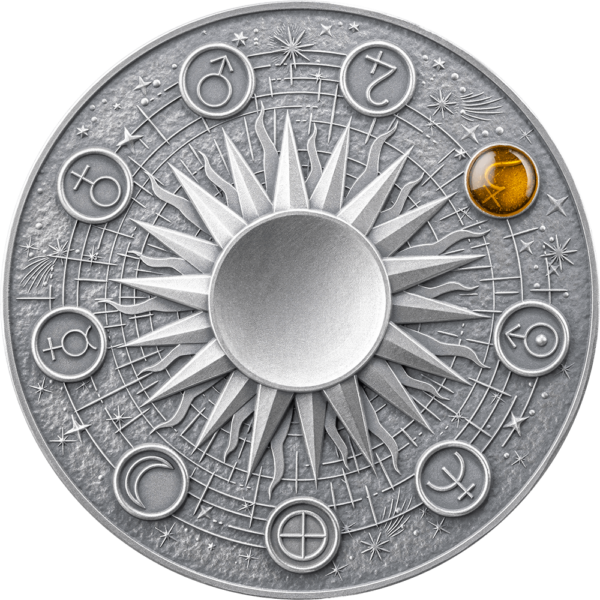 2025 Ghana Solar System Saturn 2 oz Silver Antiqued Amethyst Spherical Coin - Image 3