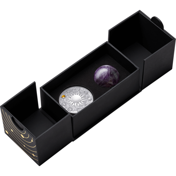 2025 Ghana Solar System Saturn 2 oz Silver Antiqued Amethyst Spherical Coin - Image 6