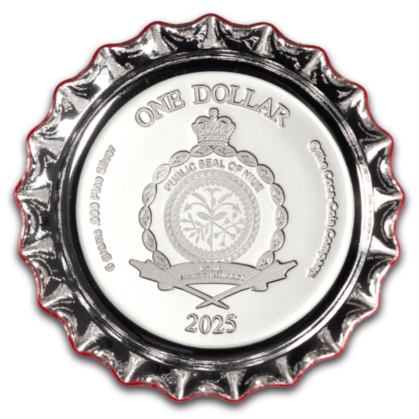 2025 Niue Coca-Cola Bottle Cap 6 Gram Silver Colorized Shaped Coin - Image 2