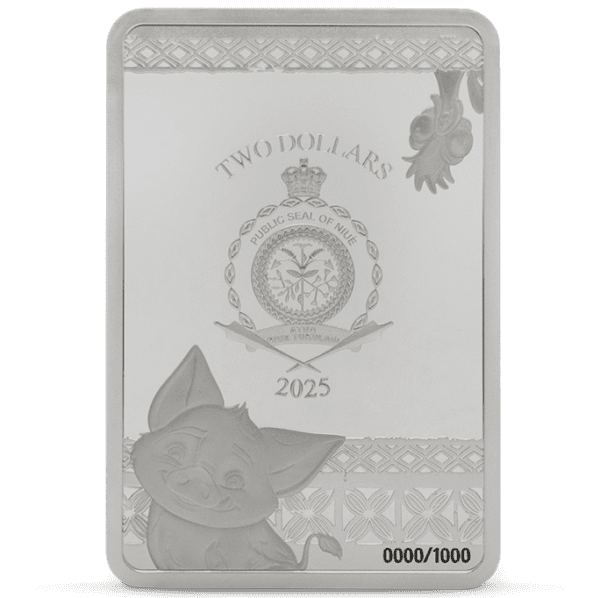 Back of the 2025 Niue Disney Moana 1 oz Silver Colorized Proof Coin.