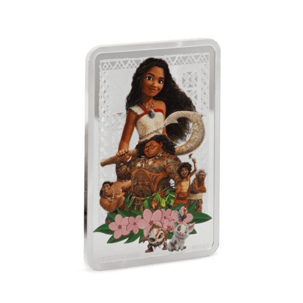 Left side of the 2025 Niue Disney Moana 1 oz Silver Colorized Proof Coin.