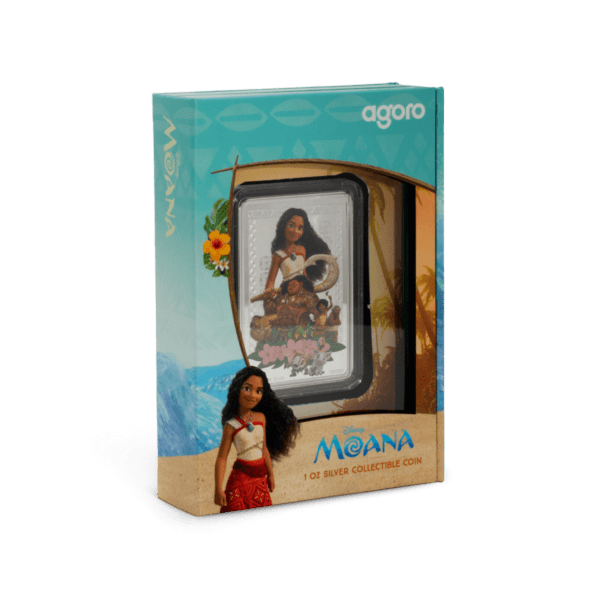 Side of the Box for the 2025 Niue Disney Moana 1 oz Silver Colorized Proof Coin.