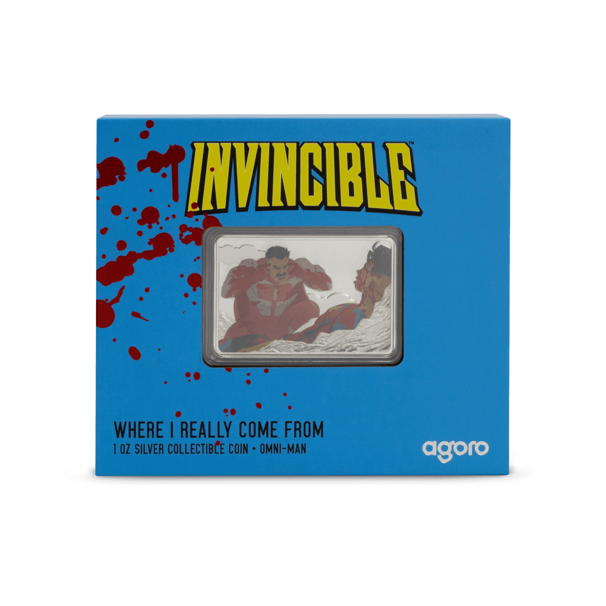 Front of the box for the 2025 Niue Invincible Iconic Episodes Where I Really Come From Omni-Man 1 oz Silver Coin.