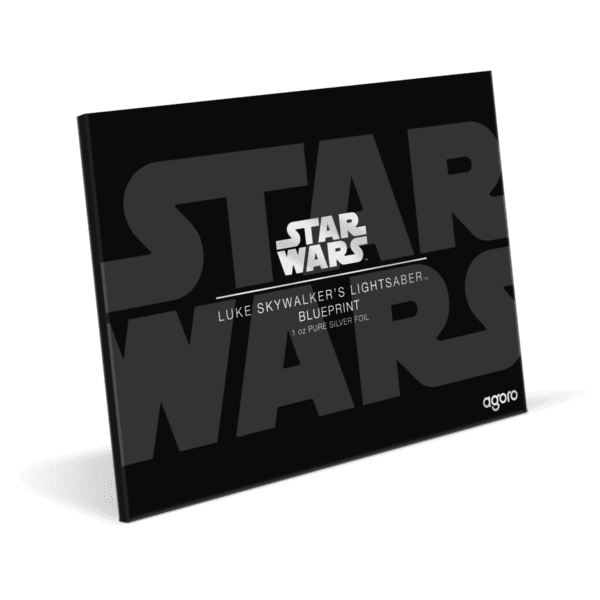 Premium Star Wars-themed packaging for the 2025 Niue Star Wars Blueprint Luke Skywalker’s Lightsaber 1 oz Silver Foil, designed for display and protection.