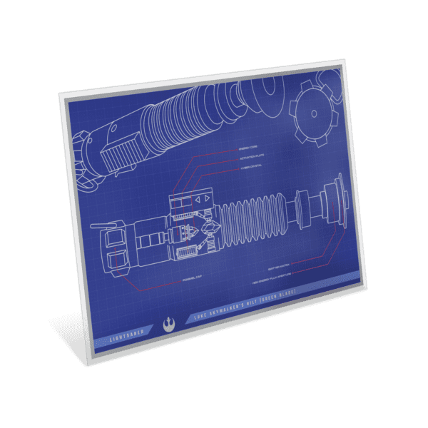 Side view of the 2025 Niue Star Wars Blueprint Luke Skywalker’s Lightsaber 1 oz Silver Foil, showcasing its thin, sleek profile and premium silver craftsmanship.