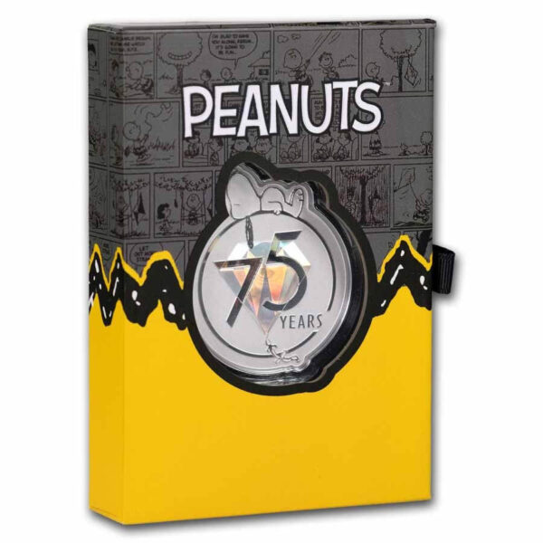 2025 Peanuts 75 Year Diamond Ann. Snoopy Shaped 1 oz Silver Metal - Image 3
