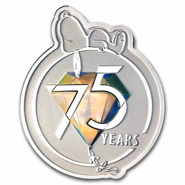 2025 Peanuts 75 Year Diamond Ann. Snoopy Shaped 1 oz Silver Metal