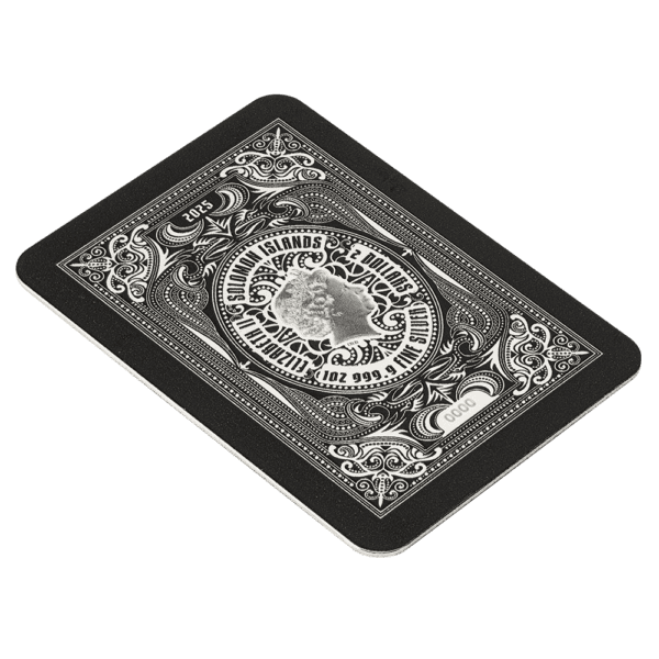Back Side of the 2025 Solomon Islands Royal Flush King of Spades 1 oz Silver Colorized Shaped Coin