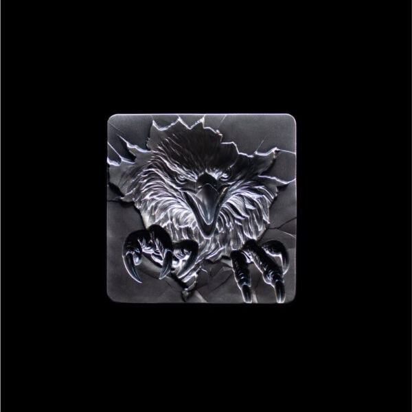 Social media image back view of the Side of the 2025 South Korea Furious Beasts Eagle 2 oz Silver Antiqued Stacker.
