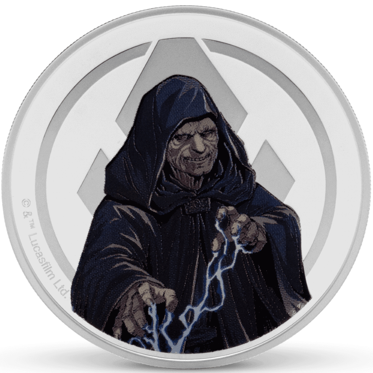 Back of the 2025 Star Wars Yoda vs Emperor Palpatine 1 oz Silver Proof Medallion