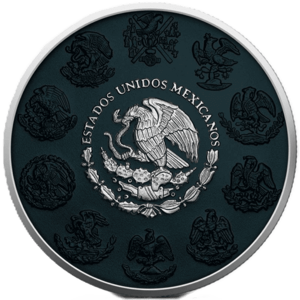 Back of the 2024 Mexico Libertad Black Hologram Dark Secrets 1 oz Silver Colorized Coin