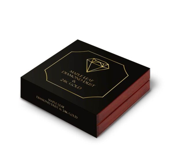 2025 Canada Maple Leaf Diamond Dust & 24k Gold 1oz Silver Ennobled Coin Box