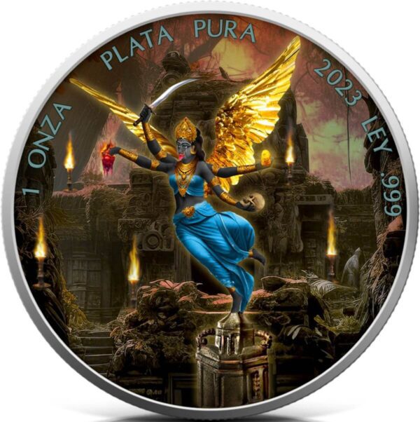 2023 Mexico Libertad Temple of Doom Kali-Ma 1 oz Silver Colorized Coin Front