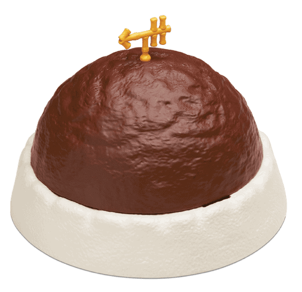 Closed coin case shaped like Patrick Star’s house from SpongeBob SquarePants, with a dome-shaped brown top, white base, and golden ornament.