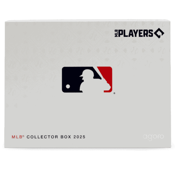 A small, gray cardboard box with the Major League Baseball logo on the front. Above the logo, it says "MLB Players."