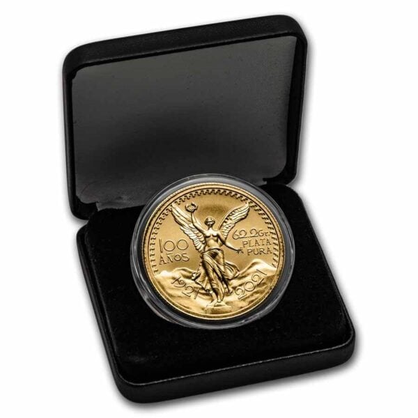 2021 Mexico 100th Anniversary 50 Pesos Tribute Coin in open black display case with cushioned interior, showing silver base and gold gilded finish 🏷️ Caption Elegance encased—Mexico’s centennial tribute, ready for display 📜 Description Presented in a sleek black display case with a cushioned interior, the 2021 Mexico 100th Anniversary 50 Pesos Tribute Coin arrives as a museum-worthy collectible. The coin’s intricate gilded design—featuring the Angel of Independence and Mexico’s national emblem—is framed in silver brilliance and protected for long-term preservation. This 2 oz .999 fine silver release, gilded in gold and limited to just 100 pieces, commemorates the centennial of the legendary 1917 50 Pesos coin. Whether gifted, showcased, or archived, this GR Reserve exclusive offers collectors a tangible piece of Mexican history in a presentation that honors its legacy. Want to build a “Collector’s Experience” module with packaging, COA, and display case integration? I can draft that next with platform-specific variants.
