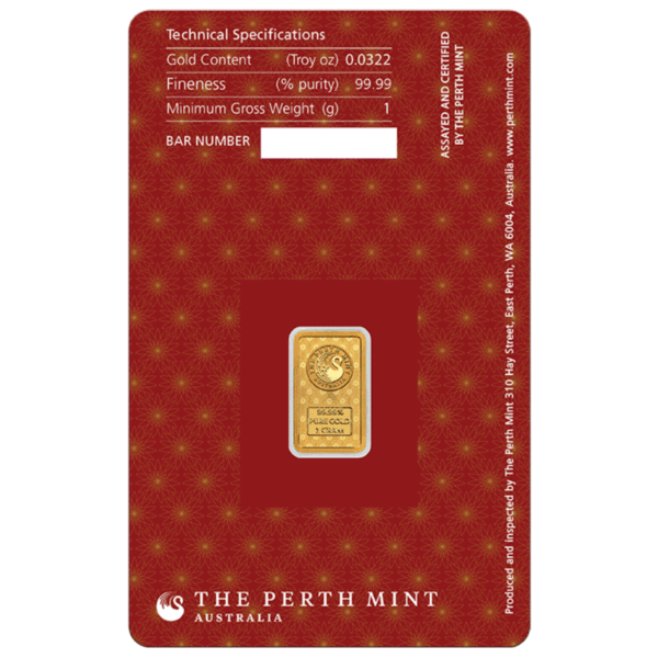 Back of the 2025 Diwali Lakshmi 1 Gram Gold Minted Bar Card with technical specifications