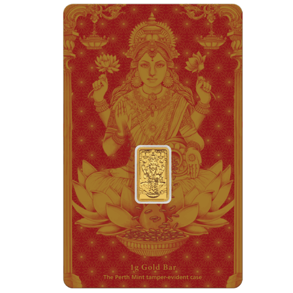 2025 Diwali Lakshmi 1 Gram Gold Minted Bar in Card featuring Goddess Lakshmi