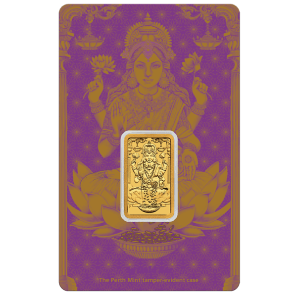 2025 Diwali Lakshmi 5 Gram Gold Minted Bar in Card featuring Goddess Lakshmi