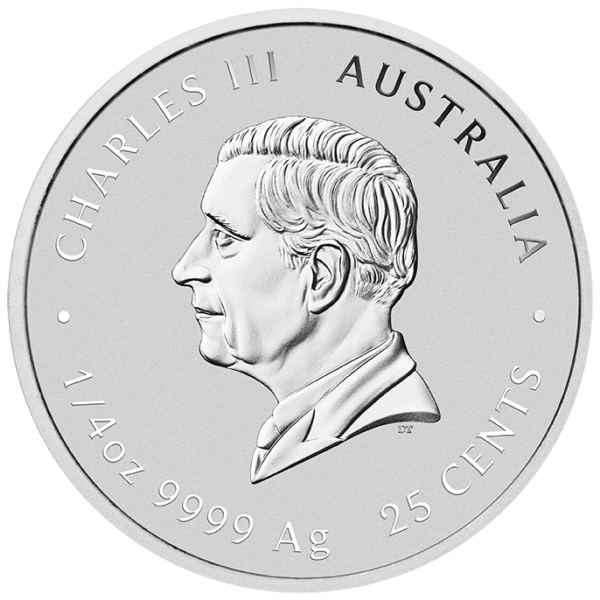 2026 Australia ANDA Lunar Year of the Horse 1/4oz silver colorized coin reverse with Charles III portrait, denomination, and silver specifications.