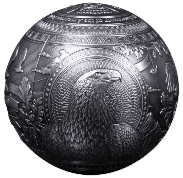 2026 Barbados 40th Ann. of the Eagle 1 Kilo Silver Antiqued 3D Spherical Coin