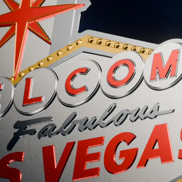“2026 Niue 2 oz Silver Colorized Gilded Coin featuring ‘Welcome to Fabulous Las Vegas’ sign with retro red and white design”