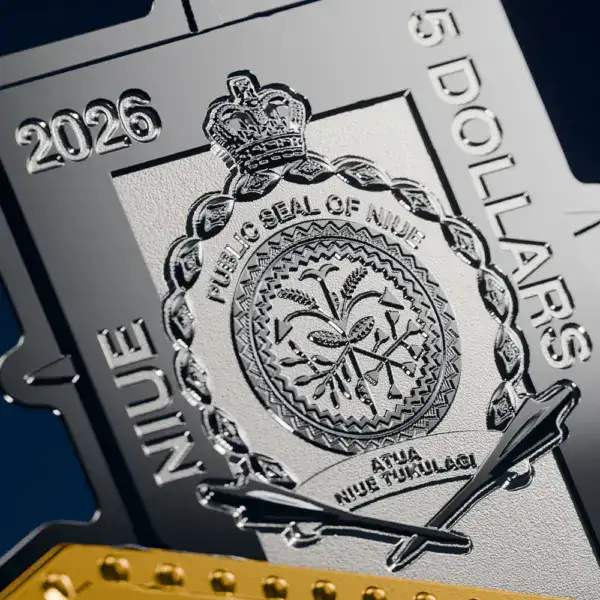 “Obverse of 2026 Niue 2 oz Silver Coin featuring official Niue seal, denomination of 5 Dollars, and year 2026”