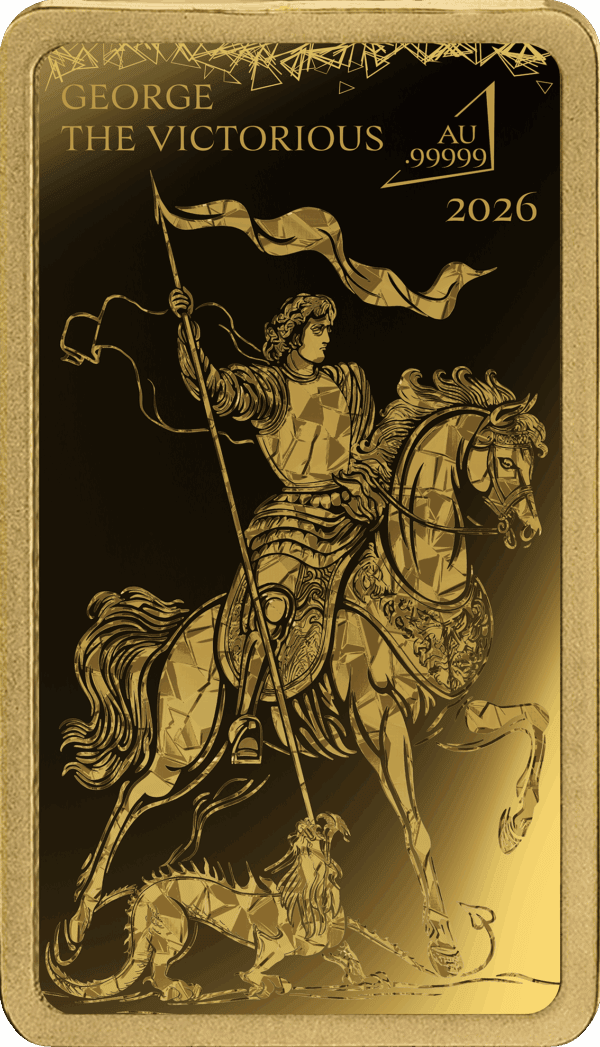 2026 Solomon Islands World's Purest Bullion II George the Victorious 1/100 oz Gold Proof Bar