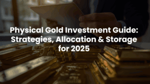 A preview of an image file showing a hand holding a gold bar, with other gold bars in the background. Text overlaid on the image reads "Physical Gold Investment Guide: Strategies, Purchases & Storage for 2025"