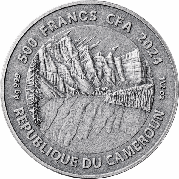 2024 Cameroon Northern Lights Wildlife Gray Wolf 1/2 oz Silver Coin NGC MS 70 - Image 3